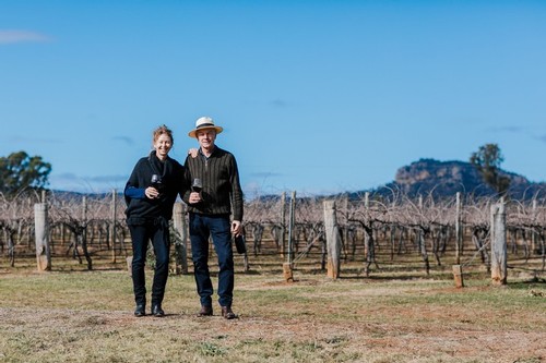 Susan and Adam in the vineyard