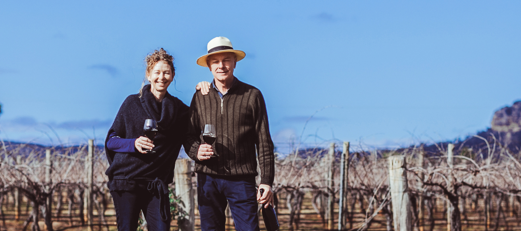 Susan and Adam in the vineyard